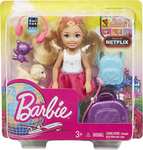 Barbie FWV20 - Travel Chelsea Puppe, blond mit Hündchen, Tragetasche und Accessoires