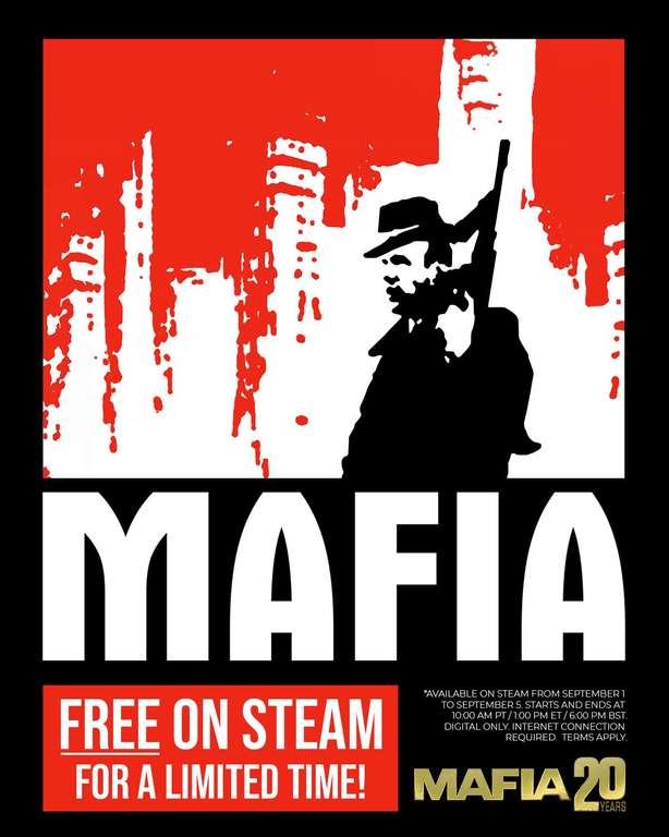 "Mafia" (Windows PC) gratis auf Steam vom 1.9. - 5.9.