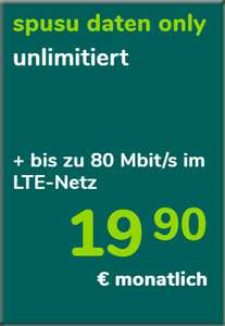 spusu Daten only / unlimitiert - 80 Mbit/s download / 20 Mbit/s upload