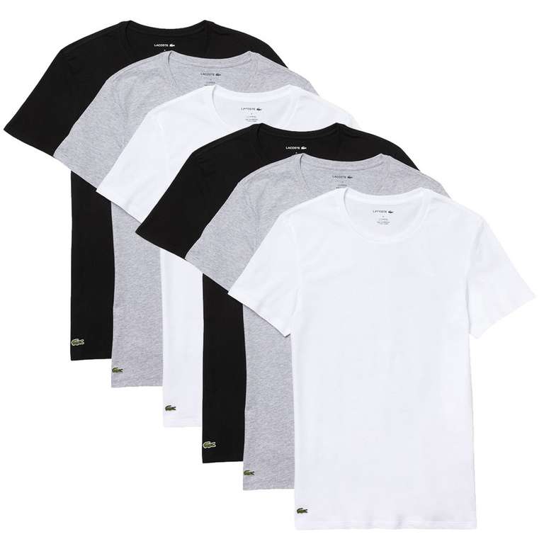 6x Lacoste Basic-T-Shirt, Rundhals- oder V-Ausschnitt, S-XXL, verschiedene Farben
