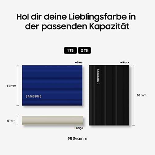 Samsung Portable SSD T7 Shield, 1TB, schwarz, USB-C