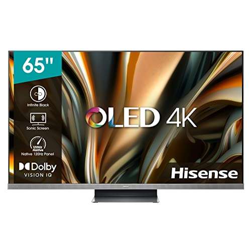 Hisense 65A9H 65" 4K OLED Fernseher mit Sonic Screen, HDR, Dolby Vision IQ & Atmos, 3.1.2 Sound, IMAX Enhanced, 120Hz