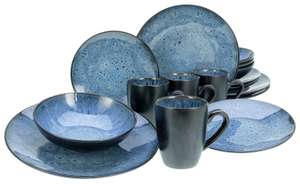CreaTable Steingut Kombiservice "Capri", blau, 16-teilig