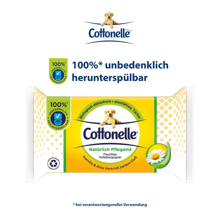 Cottonelle Feuchtes Toilettenpapier, Kamille & Aloe Vera, 12 x 42 Feuchttücher