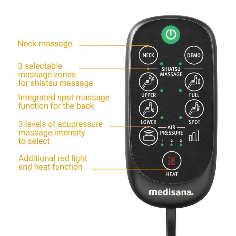 Medisana MC 825 Shiatsu Massageauflage für Rücken und Nacken