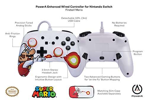 PowerA Enhanced Nintendo Switch Kabelgebundener Controller Fireball Mario