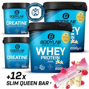 2x 2kg Whey Protein, 1 kg Kreatin + 12x60g GQ Slim Bars