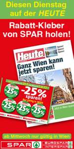 [Lokal nur Wien] 25%-Pickerl für Spar, Eurospar, Interspar und Spar Gourmet vom 25.5-1.6.2022