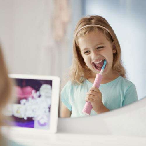 Philips Sonicare For Kids Elektrische Schallzahnbürste, Integriertes Bluetooth, Coaching-App, rosa (Modell HX6352/42)