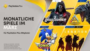 PS Plus im März 22: Team Sonic Racing (PS4), Ghostrunner (PS5), Ghost of Tsushima: Legends (PS4/5), Ark Survival Evolved (PS4)