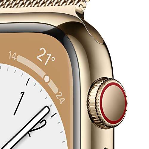 Apple Watch Series 8 (GPS + Cellular) 41mm Edelstahl gold mit Milanaise-Armband gold