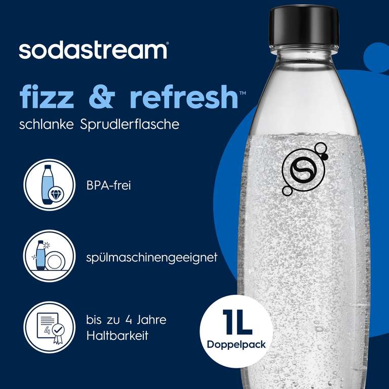 Sodastream Flaschen Fuse 1L Doppelpack Schwarz – 10,07€ bei Amazon, jetzt