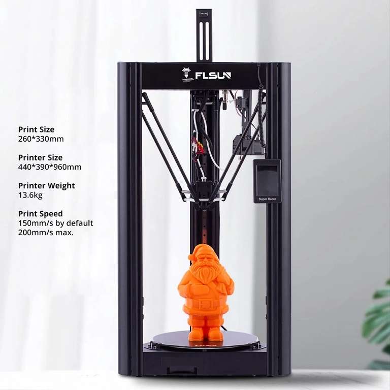FLSUN SR Delta 3D-Drucker, vormontiert, 260 mm x 260 mm x 330 mm