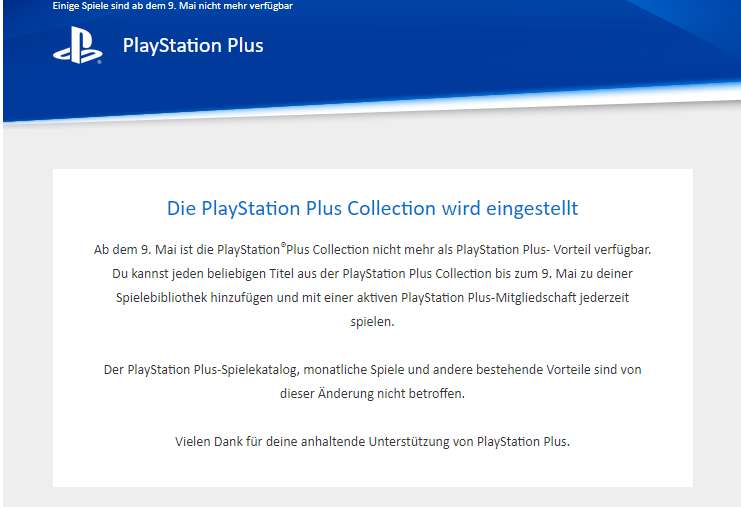 INFODEAL: Playstation Plus collection wird am 9.Mai eingestellt!