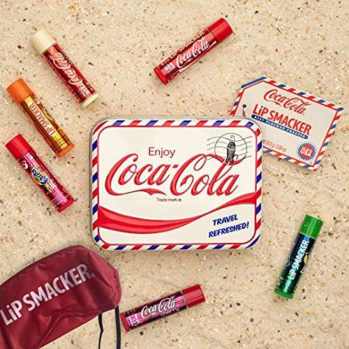 Lip Smacker "Coca Cola" Geschenkdose: Reiseset mit 6 Lippenpflegestiften + Schlafmaske