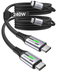 INIU 240W USB C Kabel, [2er-Pack, je 2m], PD Nylon-Schnellladekabel