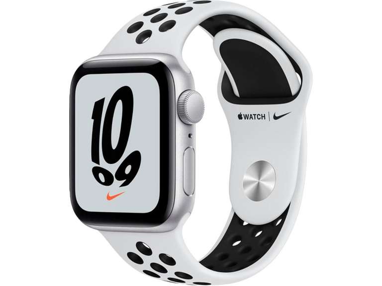Apple Watch Nike SE (GPS) (1st Gen.) silber mit Sportarmband Pure Platinum/schwarz, 40mm od. 44mm