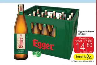 Egger Märzen Kiste (20 x 0,5l) zum Bestpreis € 11,10 am 23.10.23 + 24.10.23 EUROSPAR!