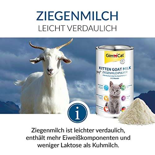 GimCat Kitten Goat Milk - Ziegenmilchpulver als Alleinfutter für Katzenbabys bis zum 3. Monat - 1 Dose (1 x 200 g)