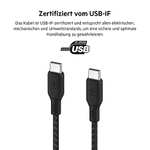 Belkin USB-C/USB-C-Kabel, 100 W Power Delivery USB-IF-zertifiziertes 2.0-Ladekabel Schwarz oder Weiß