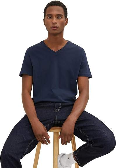 TOM TAILOR Herren Logo T-Shirt Doppelpack (2er Pack) – Basic Shirt, Nachhaltige BE PART Kollektion