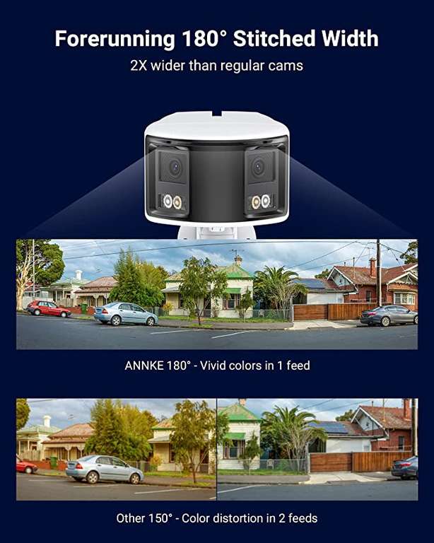ANNKE FCD600 6MP PoE Panorama Außen Überwachungskamera mit 2 Objektiven, 180°, f/1.2 Superblende, Mikrofon, Personen & Fahrzeugerkennung