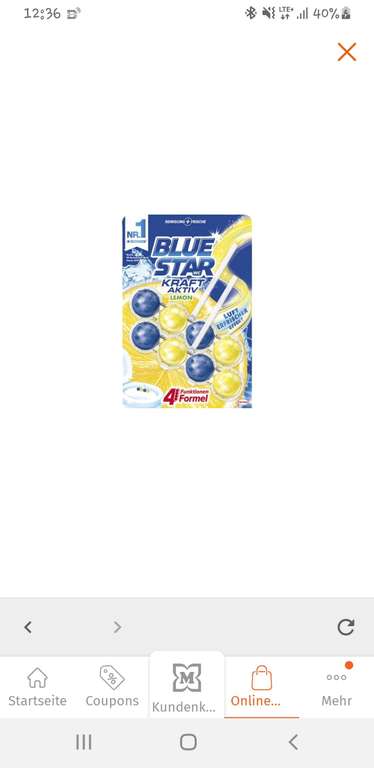 Blue Star WC Stein 2 Stk./Pkg um 2€ beim Müller bis 26.02.