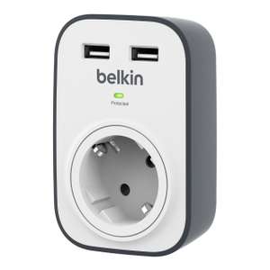 Belkin SurgeCube USB-Steckdose und Überspannungsschutz, 1 Weg/1 Stecker mit Überspannungsschutz und 2x USB