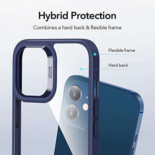 ESR Klar Hybrid Hülle Kompatibel mit iPhone 12/iPhone 12 Pro [Harte Rückseite & Weicher Rahmen]