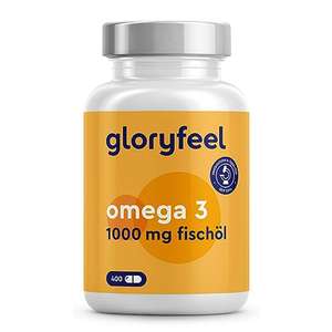 Omega 3 (400 Kapseln) - 1.000 mg Fischöl pro Kapsel mit EPA & DHA - Essentielle Omega 3 Fettsäuren hochdosiert - Nachhaltiger Fischfang,