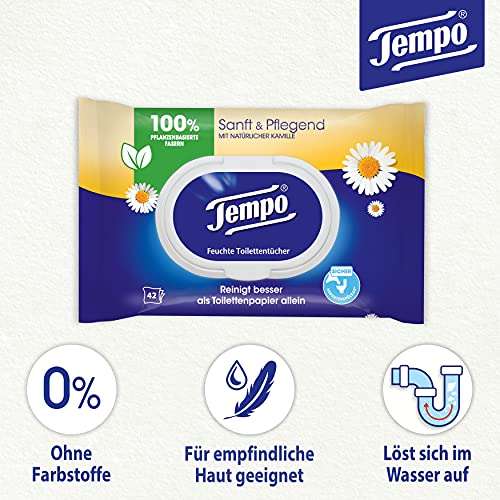 16x Tempo Feuchte Toilettentücher "Sanft & Pflegend" mit Kamille