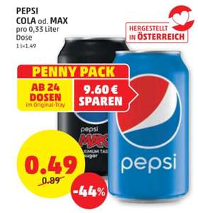 Pepsi oder Pepsi Max beim Penny ab 24 Dosen