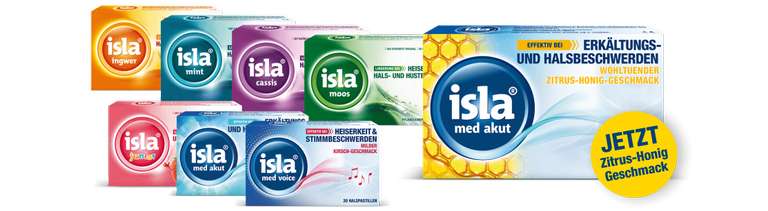 Es gibt wieder gratis Produktproben von isla Halspastillen in 3 verschiedene Sorten