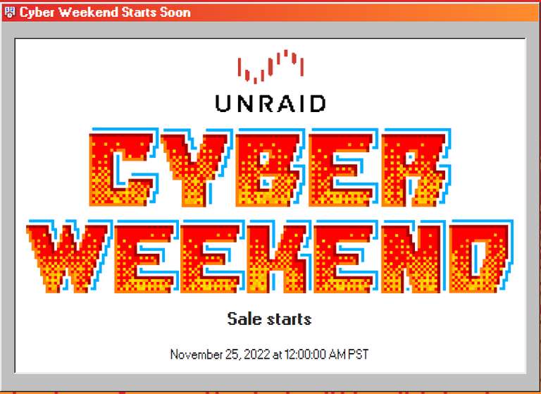 [Unraid] Cyber Weekend 20-30% Rabatt