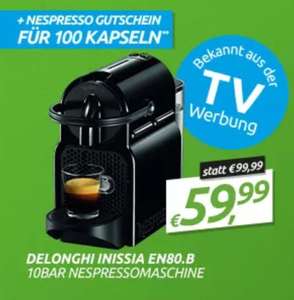 Nespresso DeLonghi Inissia 59,99€ inkl. 100 Kapsel-Gutschein