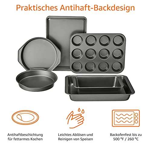 Amazon Basics Backformen-Set, antihaftbeschichtet, 6-teilig