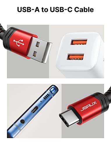 2x JSAUX USB-C mit 2m Länge - 3,1A Schnellladefähig