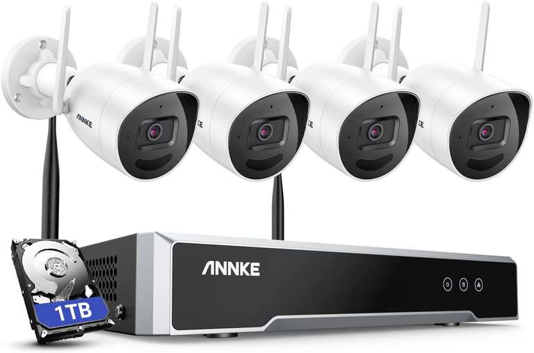 Annke WS500 - 5MP 8 Kanal Funk Überwachungssystem Set mit 4 Kameras inklusive 1TB Festplatte