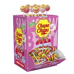 Chupa Chups Lollis Strawberry Lover, Thekendisplay mit 150 fruchtigen & cremigen Erdbeer-Lollis