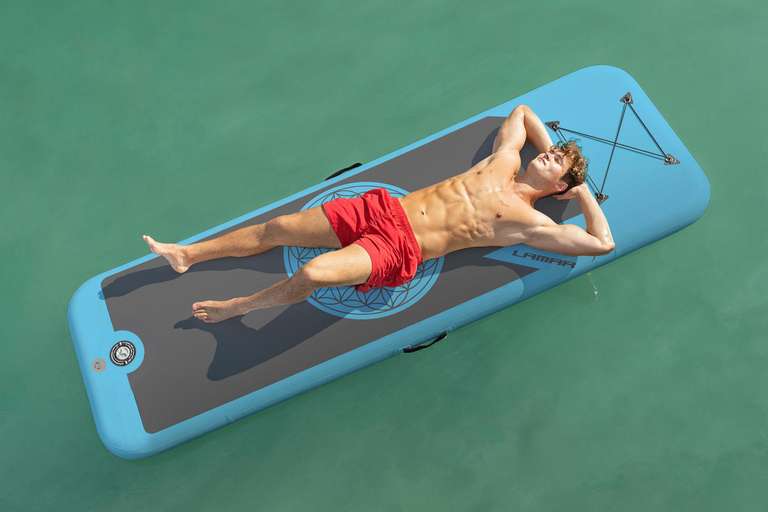 Stand-Up Paddle Board für Yoga, Blau, Aufblasbar, mit Paddel, Pumpe, Reparaturset, Sicherungsleine