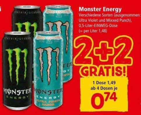 Monster Energy Drink 2+2 gratis 19.1.-25.1. Billa/Plus bei 4 Dosen je 74 Cent