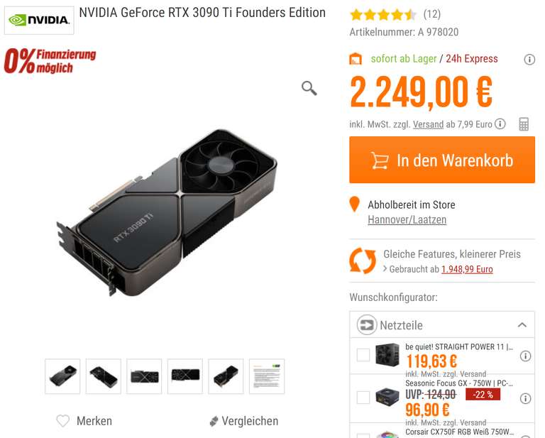 [Verfügbarkeit] NBB FE Drop: NVIDIA GeForce RTX 3060/70/80/90(TI) Founders Edition
