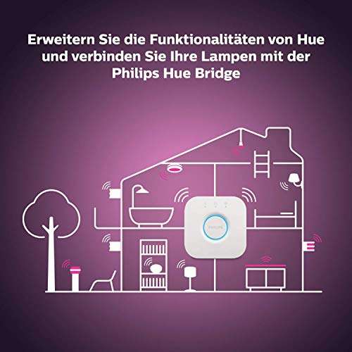 Philips Hue White & Color Ambiance E27 LED Lampe Einzelpack, dimmbar, bis zu 16 Millionen Farben, steuerbar via App - Amazon WHD