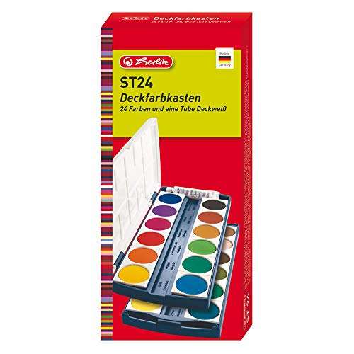 Herlitz Deckfarbkasten ST24, 24 Farben inklusive Deckweiß