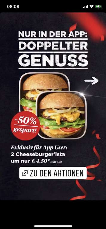 Happy BURGERISTA Day: 2 Cheeseburgerista zum Preis von einem