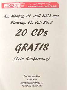 20 Gratis CD's bei Moses-Records, Vinyl und CD-Shop Ankauf-Verkauf in Wien 7. Bezirk