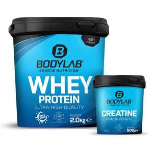 Bodylab24 Whey Protein Pulver 2kg in verschiedenen Sorten + Creatine Monohydrat Powder 500g