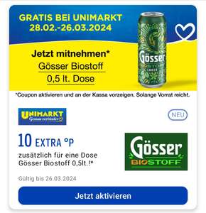 [Unimarkt] Gratis Gösser Biostoff + 10 Cent Gewinn