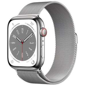 Apple Watch Series 8 (GPS + Cellular) 45mm Edelstahl silber mit Milanaise-Armband silber