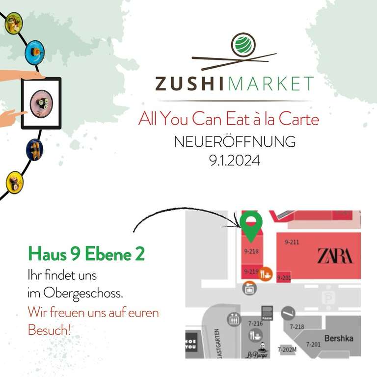 [Zushi Market SC Seiersberg] All you can eat à la carte - 1+1 gratis || -50% auf alle Bowls